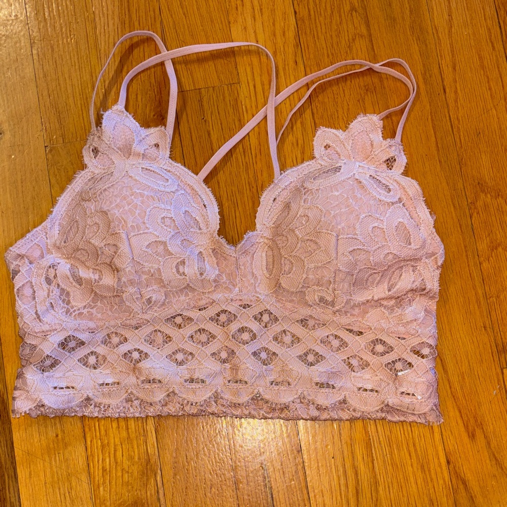 Anemone Lace Bralette in Soft Pink Large